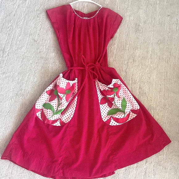 60's Dress - Wrap Around - Red Polka Dot - Summer - Handmade - Size Small/Medium - Picture 1 of 15
